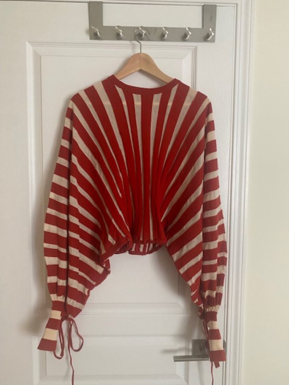 Zimmermann Rebellion Drawn Sweater in Red/Cream Stripe - Designer Size 3